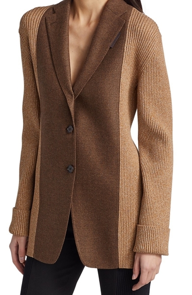Burberry Sweaters - Burberry Blazer Panel Rib-Knit Cardigan